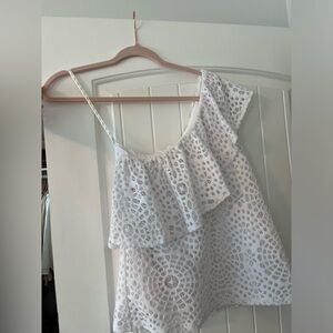 Lilly Pulitzer White Eyelet One-Shoulder Top